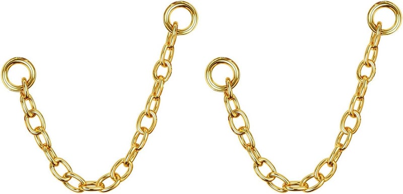 Goenjoy 2Pcs 14K Gold Plated Earrings Connector Chains Set for Women, Convertible Dangle Chain for Double Piercings 50mm (Style C) - Image 1